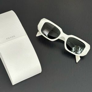 PRADA SYMBOLE WHITE RECTANGLE SUNGLASSES